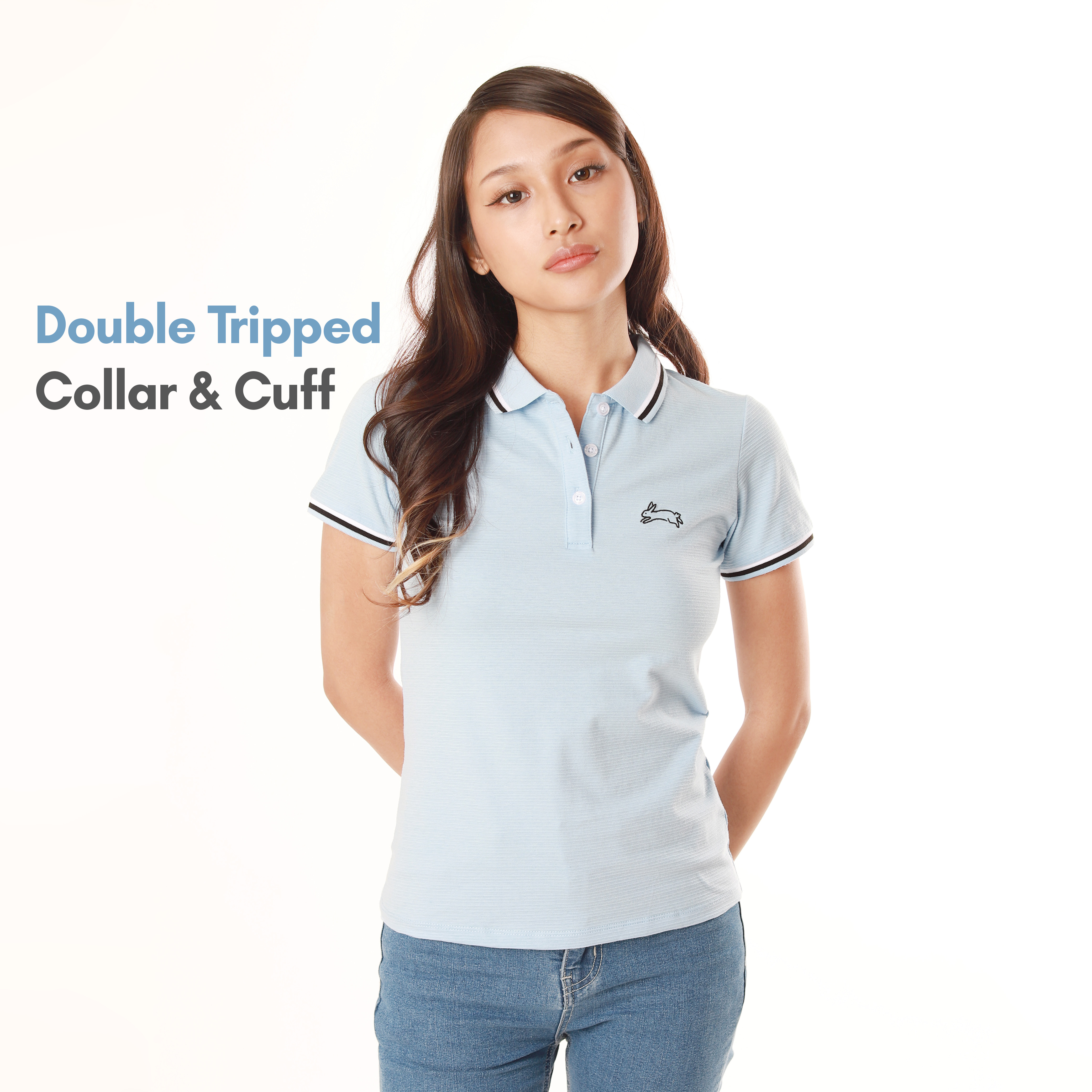 BNY LADIES STRETCH POLO SHIRT WITH DOUBLE TIPPPED COLLAR AND CUFF 503 BNY Jeans
