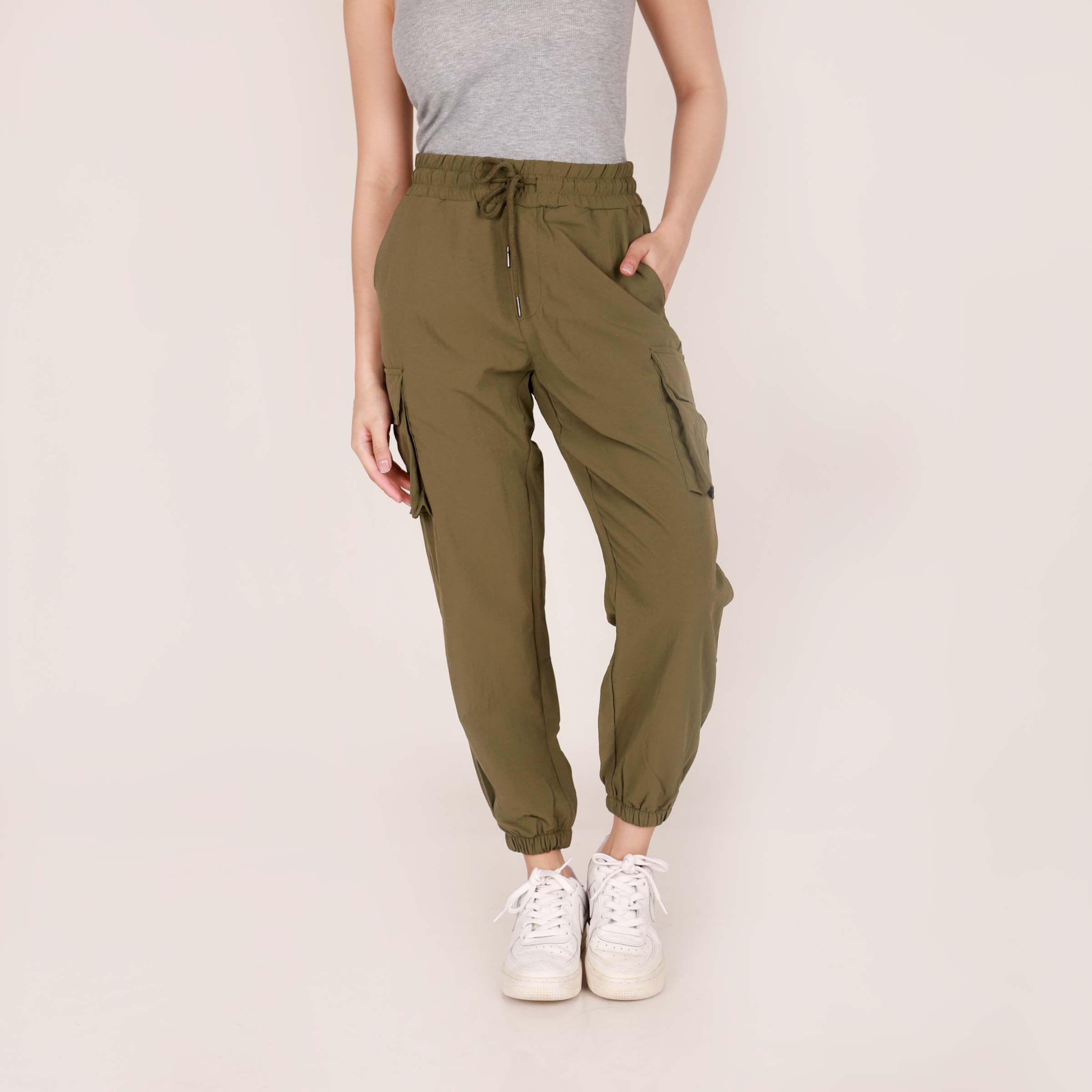 LADIES' COLORED NON-STRETCH CARGO JOGGER PANTS (161) | BNY Jeans